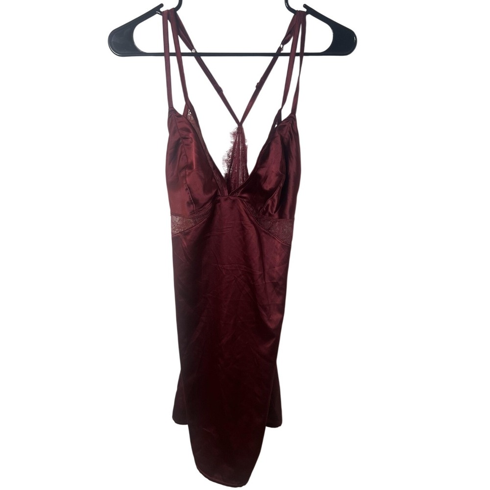 Satin Lingerie L Lace Red Chemise Sleep Nightgown Romantic Goth Sexy Vampire